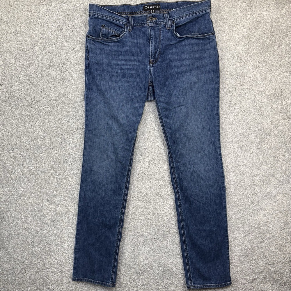 Empyre Skeletor Mens Jeans Size 34 Blue Wash Slim Fit Straight Leg Stretch Skate